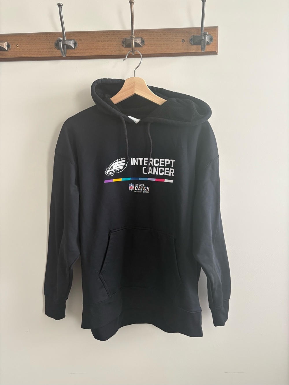 Eagles Black "Intercept Cancer" Pullover Hoodie